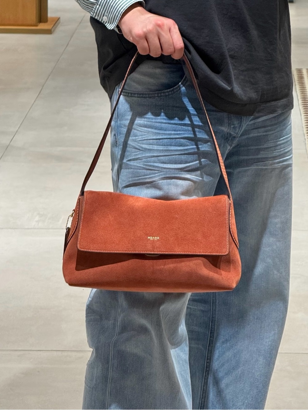 Coach Suede Shoulder Bag in Rust